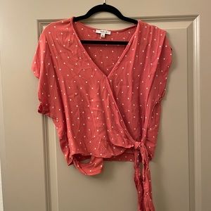 Madewell polka dot cross over blouse